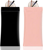 2Pcs Sunglass Eyeglass Glasses Case Soft PU Leather with Cleaning Cloth Portable Glasses Pouch Bag for Men Women
