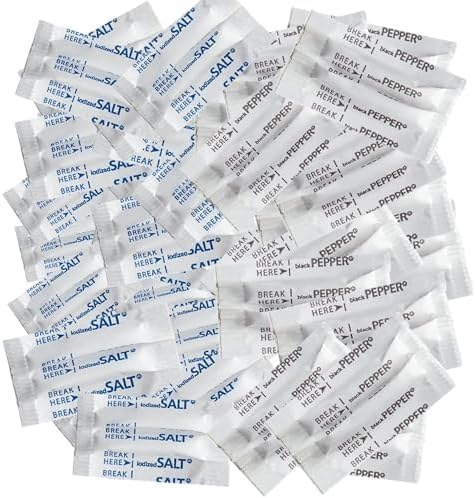 Salt and Pepper Individual Packets, Single Serve, Convenient Seasoning Individually Sealed, 100 Salt and 100 Pepper (200 pack)