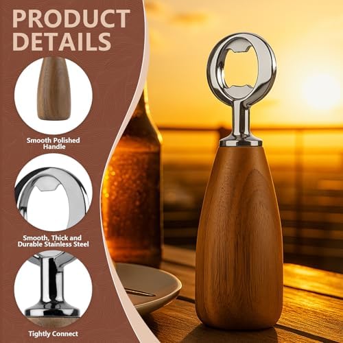 Apsire Walnut Wooden Bottle Opener, Stainless Steel Wood Handle Opener for Beverage, DIY Opener for Engraving Wedding Party