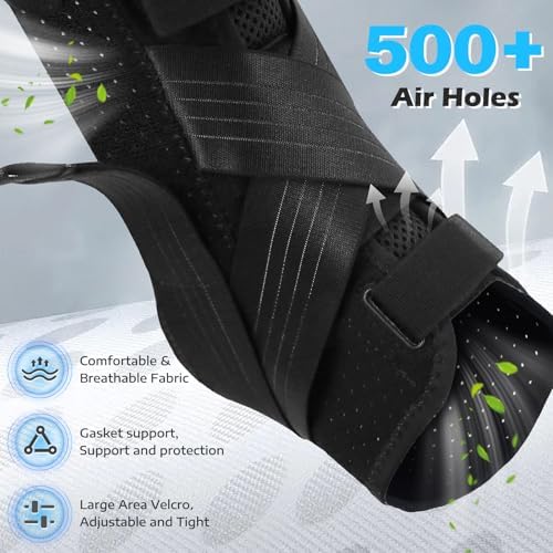 Ankle Brace for Sprained Ankle, Ankle Brace for Women Men Adjustable & Air Fabric Cool With 2 Removable Side Splints, Ankle Stabilizer for Basketball, Volleyball, Sports, Injury Recovery (Medium)
