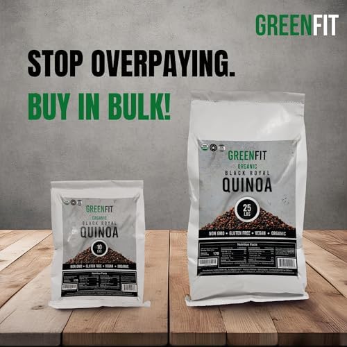 Greenfit Royal Organic Black Quinoa | Non-GMO, Gluten-Free, Vegan, and Organic | Complete Protein, High Fiber, Low-Calorie Black Quinoa | (10 Pound - Pack of 1)