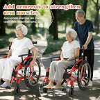 Folding All-Terrain Ultra Lightweight Sports Wheelchair Adjustable Footrest, 18" Wide Seat Wheelchairs for Adults with Safety Belt and Back Pocket, 24" Solid Tires, 220 lbs Capacity