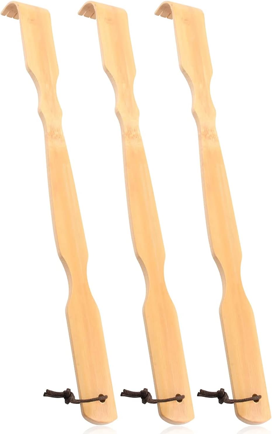 Renook Wooden Bamboo Back Scratcher, 17" Natural Handmade Back-Scratchers for Men and Women, New Upgraded Long Handle Body Massager, Christmas Father's Day Gifts for Adults and Elderly (3 Pack)