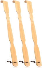 Renook Wooden Bamboo Back Scratcher, 17" Natural Handmade Back-Scratchers for Men and Women, New Upgraded Long Handle Body Massager, Christmas Father's Day Gifts for Adults and Elderly (3 Pack)