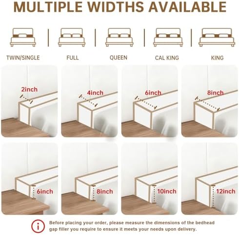 Headboard Bed Gap Filler, High Density Foam Mattress Extender Pillow, Removable, White, 39"x2"x6"