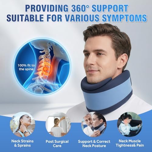 Ice Silk Neck Brace,Neck Brace Cervical Collar,Neck Support Brace for Sleeping Soft,Breathable Cervical Collar for Pain Relief/Posture Correction,Travel, Workers & Neck Injury Recovery for Women & Men