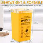 Yellow 1 Quart (3-Pack) Sharps Container for Home Use, Needle Disposal Containers, Biohazard Containers, Syringe Disposal, Small Portable Container for Travel, Professional Sharp Waste Disposal