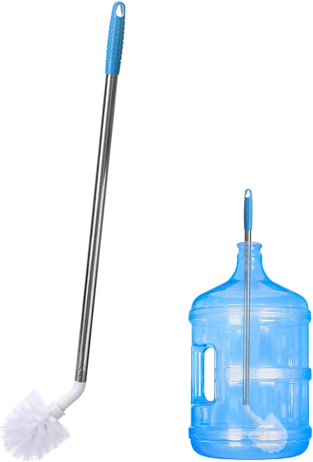 Stainless Steel Water Bucket Bottle Brush, 24" L-Shape, Nylon Bristles, 3 & 5 Gallon Jug Scrubber Brushes, Long Handle Household Cleaner Tool for Glass Carafe Drinking Bottle