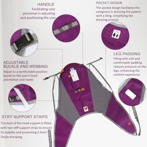 EZ Assistive Patient Lift Sling,Divided Leg Sling with Low or High Back, Lift Sling for Transfer and Positioning and Lifting, 500lb Weight Capacity (Small-High Back)