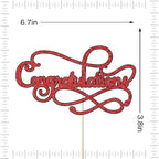 Congratulations Cake Topper,Congratulations 2026 Graduation Cake Topper,Graduation, Wedding, Retirement, Birthday, Anniversary, Celebration Party Decorations Supplies (Black Red)