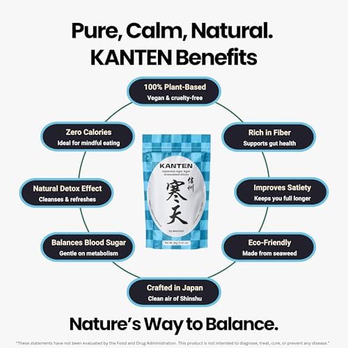 Matcharl KANTEN Premium Japanese Agar Agar Powder | GLP-1 Inspired Fiber Support | Natural Vegan Gelatin Substitute from Shinshu Japan | High-Fiber Superfood for Fullness & Gut Health | 40g (2g x 20 Sticks)