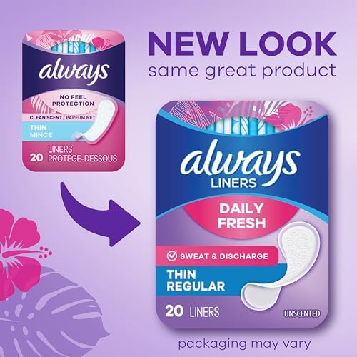 Always Panty Liners for Women Daily Liners, Regular Absorbency, Unscented, 216 Count