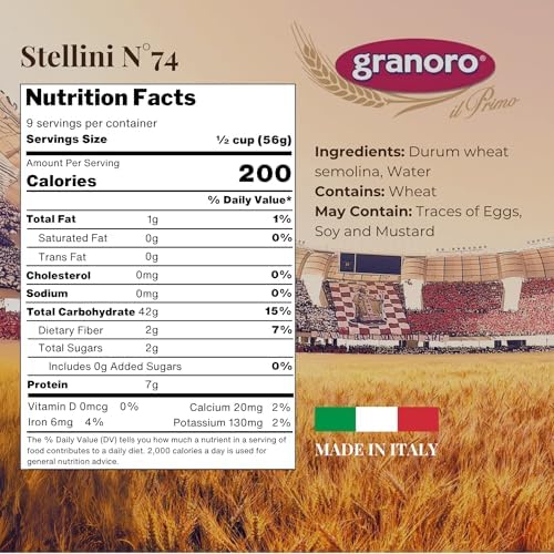 Granoro I Classici Stelline #74 - Star Pasta for Soups, Italian Durum-Wheat, Non-GMO, Vegan, 1 lb Bags (Pack of 2)