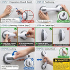 2 Pack Grab Bars for Shower - 12 Inch Suction Cup Shower Handle for Bathtubs, Strong Hold Bath Handles for Seniors, Handicap Safety Grip & Balance Assist, Tool-Free Installation