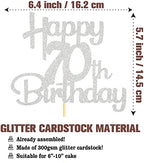 Sotpot Happy 70th Birthday Cake Topper Silver Glitter Cheers to 70 Years Cake Topper 70 Birthday Cake Decorations for 70th Birthday Anniversary Party Decorations Supplies - 1 Pack