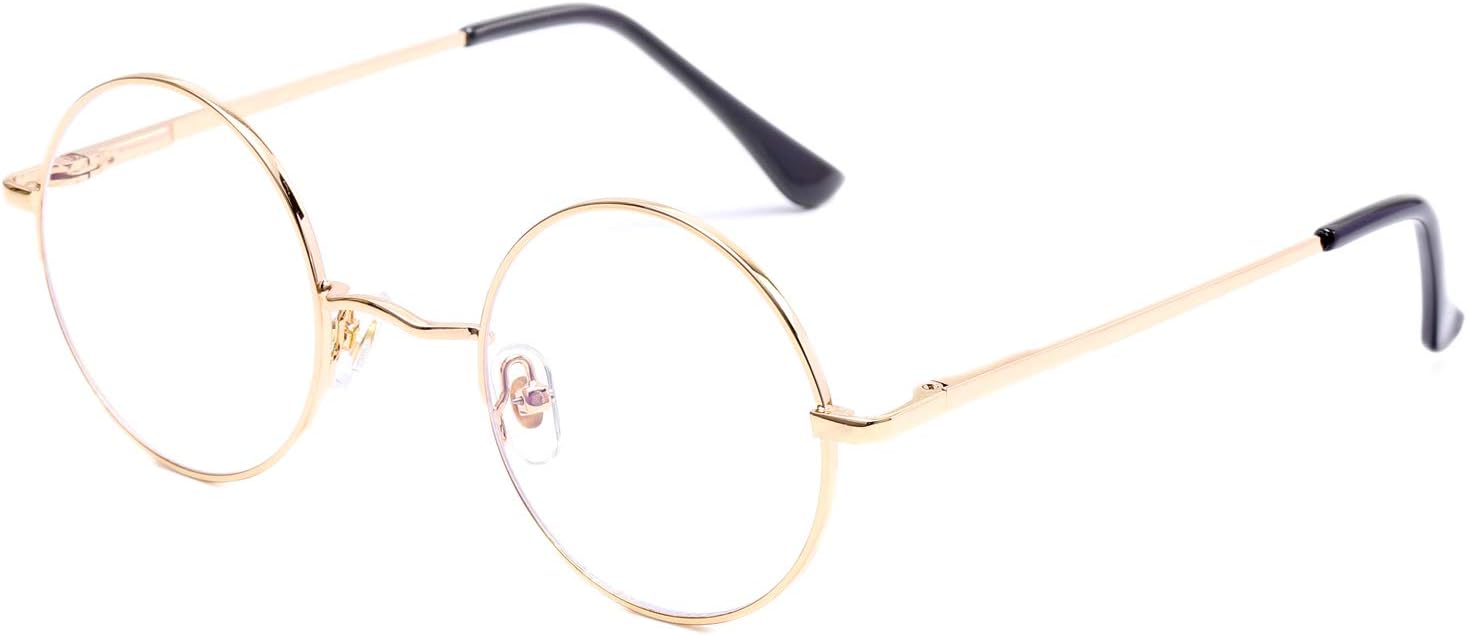 AZorb Blue Light Blocking Glasses for Women Men Retro Round Metal Frame Eyeglasses