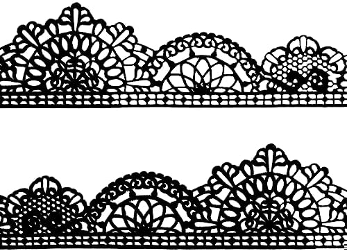 Large Pre-Made Ready to Use Edible Cake Lace Trim Variation Black 14-inch 10-Piece Set