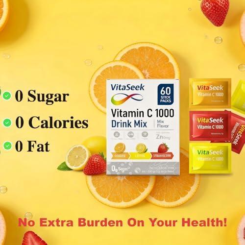 1000mg Vitamin C Powder Packets Sugar Free Variety Flavor - 60 Count/2 Month Supply