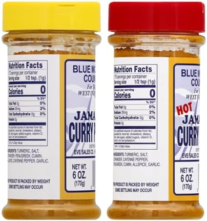 Jamaican Curry Powder & Hot Jamaican Curry Powder Duo Pack – 6 oz | Authentic West Indian Spices for Meat, Seafood, Vegetables & More