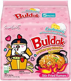 Samyang Buldak Spicy Ramen, Hot Chicken Ramen, Korean Stir-Fried Instant Noodle, Carbonara, 1 Bag with 5 Pack