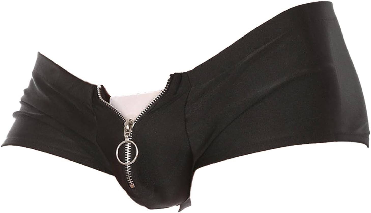 Men's Zipper Boxer Briefs with Pouch Low Rise Open Front Panties Sexy Underwear Stretch Short Lingerie