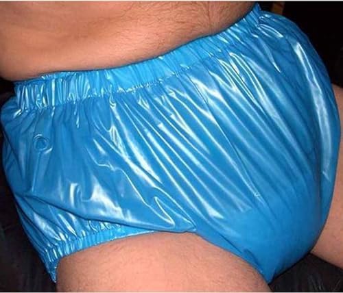 Adult Pull on Plastic Pants Anti-Side Leakage Incontinence Safety Pants Quiet Waterproof Diaper Covers Reusable,Clear,M