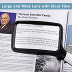 Folding Handheld Magnifying Glass with Light, 5X Large Rectangle Reading Magnifier with Dimmable LED for Seniors with Macular Degeneration, Newspaper, Books, Small Print, Lighted Gift for Low Visions
