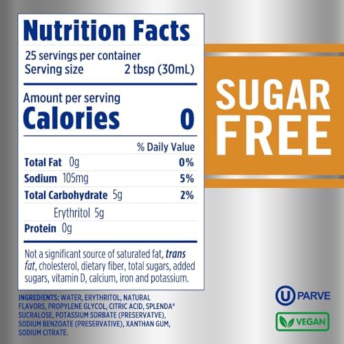 Splenda Coffee Syrup, Salted Caramel, Sugar Free, Flavored Liquid Syrups for Drinks, 750 ml Bottle