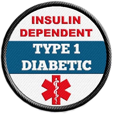Type 1 Diabetic Insulin Dependent Medical Alert Sew-on Patch Embroidered with Black Rim 2.5 inch