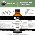 Organic Cinnamon Extract for Baking, Ice Cream, Drinks, and Candy - 2 oz - Water-Soluble - By Harvest Moon Delights - Pure Cinnamon Extract, Cinnamon Flavoring, Cinnamon Flavor