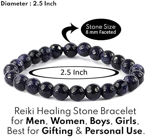 Aleafa Armlet Presents Natural Goldstone Blue Bracelet 8 Mm Crystal Stone Diamond Cut Beads Bracelet Round Shape for Reiki and Crystal Stones (Color : #Aport-4735