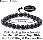 Aleafa Armlet Presents Natural Goldstone Blue Bracelet 8 Mm Crystal Stone Diamond Cut Beads Bracelet Round Shape for Reiki and Crystal Stones (Color : #Aport-4735