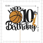 Basketball Happy 10th Birthday Cake Topper，Basketball Sports Cake Pick Baby Shower 10th Birthday Cake Decorations,Kids Boys Girls Sport Theme Ten Birthday Party Supplies