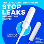 Tampax Pearl Tampons for Women, with LeakGuard Braid, Light Absorbency, Unscented, 100 Count (2 Packs of 50) (Packaging May Vary)