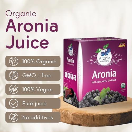 Aronia Original Organic Aronia Berry Juice Box 101.4 Fl Oz - 100% Pure Chokeberry Juice, Not from Concentrate - No Additives, Vegan & Non-GMO