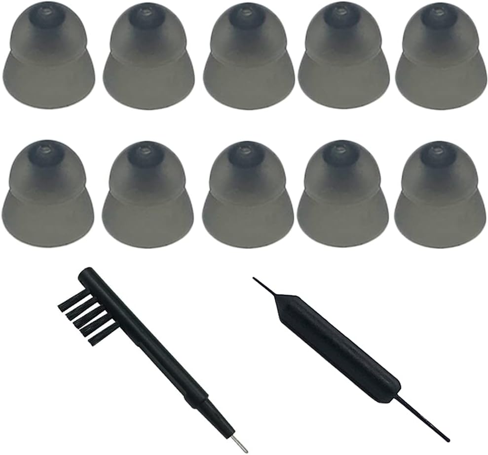 Smokey Hearing Aid Power Domes Close Domes Ear Tips for Resound Sure Fit Style RIC RITE and Open Fit BTE Hearing Amplifier with Cleaning Tools Brush Cleaner and Carry Case (Smokey, Medium)