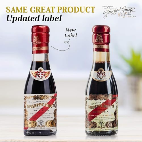 Giusti Balsamic Vinegar of Modena IGP – 5 Gold Medals Italian Aceto Balsamico di Modena in a Gift Box, Thick, Rich & Balanced Gourmet Condiment for Salads & Finishing Touches – 3.38 fl oz (100 ml)
