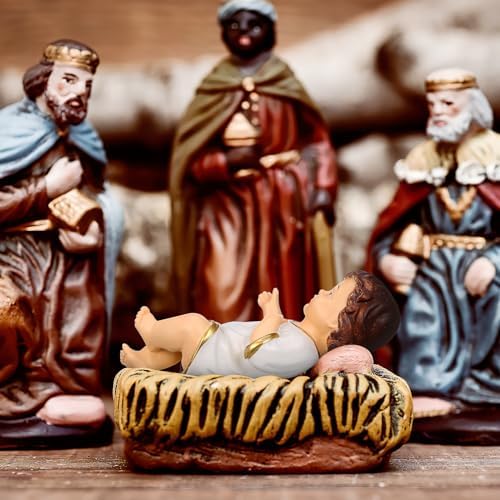 Zerodeko Baby Jesus Figure: Mini Resin Baby Jesus Religious Statue - Nativity Collectible Statue for Home Table Decor Christian Catholic Decoration Crafts