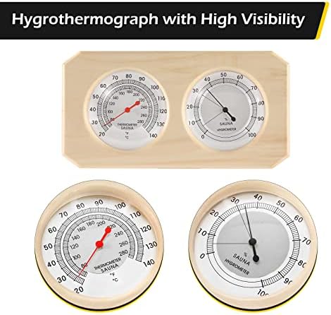 Dyna-Living 2 in 1 Sauna Wooden Sauna Hygrothermograph Indoor Fahrenheit Thermometer and Hygrometer for Hotel or Sauna Room