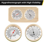 Dyna-Living 2 in 1 Sauna Wooden Sauna Hygrothermograph Indoor Fahrenheit Thermometer and Hygrometer for Hotel or Sauna Room