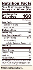 Bob's Red Mill Organic Oat Bran, 18oz (Pack of 4) - Non GMO, Vegan, Kosher
