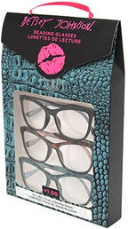 Betsey Johnson Women's Telcroc 3 Pack Reading Glasses Way, Black, Tortoise, Teal Tortise, 1.5X + 1.5