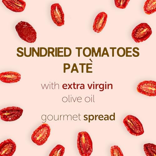 Gusta Sun-Dried Tomato Pate - Made in Italy Dip or Spread - Paste of Sundried Tomatoes in Jar with Extra Virgin Olive Oil - Non-GMO, All Natural - Perfect for Tomato Pesto - 6.35oz Glass Jar