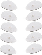 Tens Unit Muscle Stimulator Replacement Pads Patches 10 Pads (5 Pairs) Stick-on Pads Reusable Electrodes Snap On,Latex Free (White)