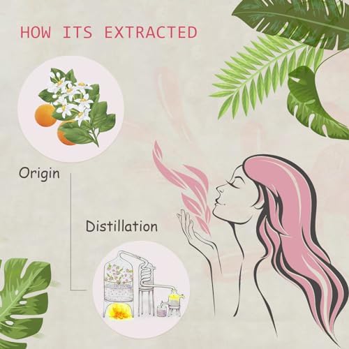 Neroli Essential Oil - 100% Pure Organic Natural Plant (Citrus aurantium) Neroli Oil for Diffuser, Aroma, Spa, Massage, Yoga, Perfume, 0.33oz