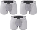 Men's Soft Underwear with Built-in Pouch Support Magnetic Therapy Boxer Briefs Health Care Trunks 3 Pack (Color : Gray, Size : 5X-Large)