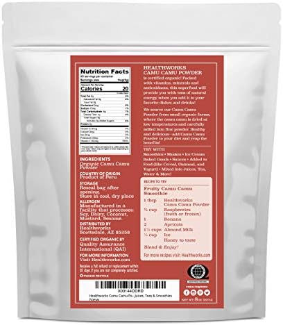 Healthworks Superfoods Camu Camu Powder Organic - 8 Oz - All-Natural & Certified Organic - Antioxidants, Vitamin C & Potassium - Peruvian Origin - Juices, Teas & Smoothies