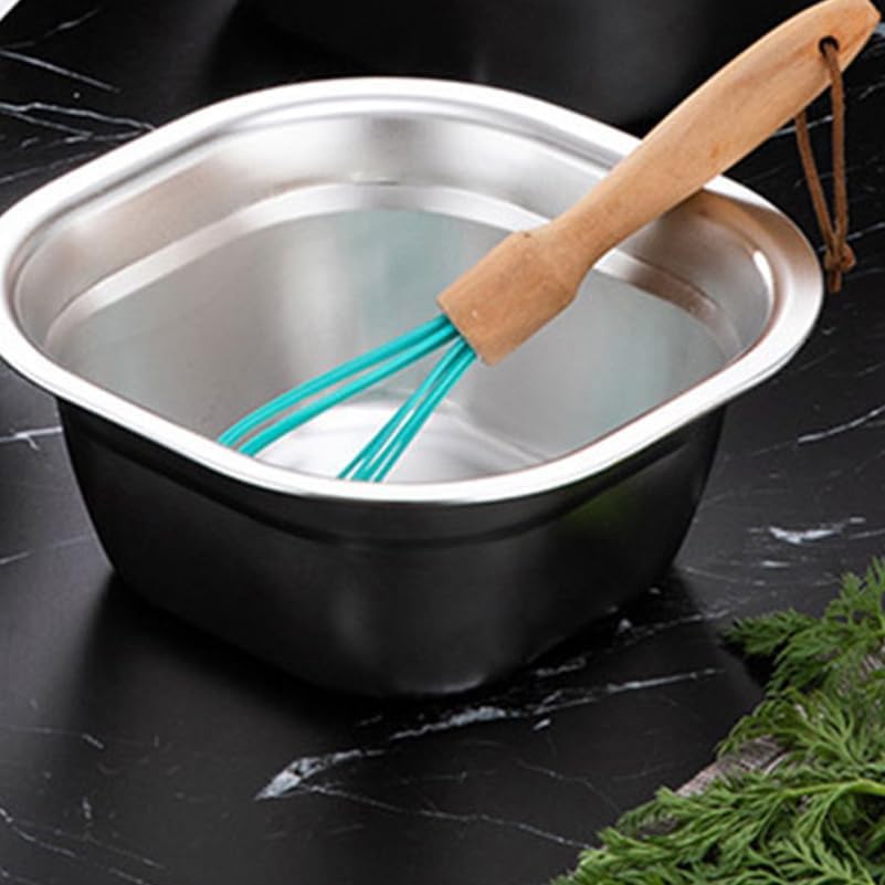ULTECHNOVO 10.6" Square Stainless Steel Dish Pan for Sink - Large Washing Up Bowl and Vegetable Basin - Deep Sink Pan for Kitchen Soaking, Baby Bottles & Pet Feeding (27cm Silver)