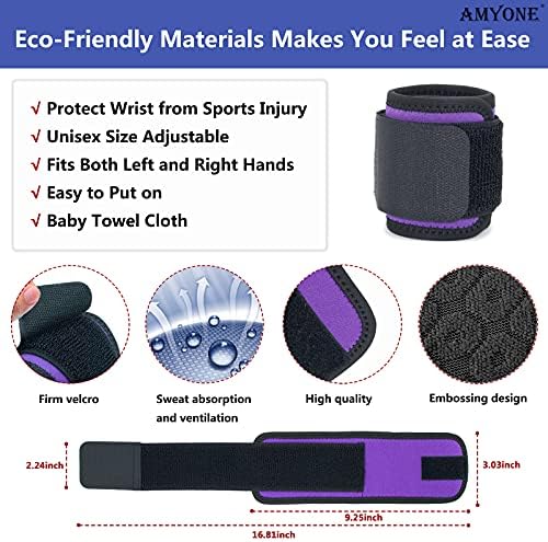 Wrist Brace, 2 PACK Wrist Wraps for Carpal Tunnel for Women. Wrist Support for Weightlifting/Fitness/Sports/Pain Relief. Highly Elastic, Adjustable, Flexible, Comfortable and Multi-Functional, Violet