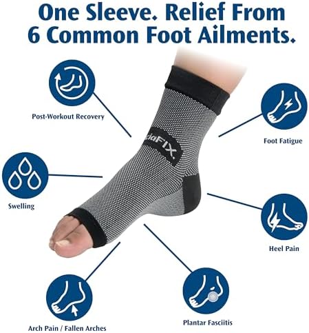 Pedifix FasciaFix Plantar Fasciitis Relief (Single) Sleeve – Arch and Heel Compression Support for Foot Pain, Heel Spurs, Flat Feet, Achilles Tendonitis Relief - Medium